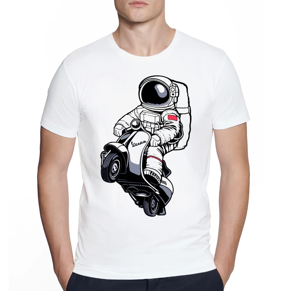 

Funny Astronaut riding up scooter Graphic T-shirt desgin Summer Harajuku T-shirt O Neck unisex Streetwear Hip Hop Tshirt