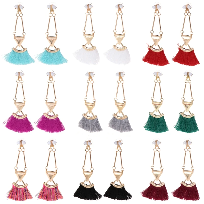 

41XF Tassel Earrings Women Jewelry Dangle Decoration Ethnic Vintage Fashion Girl Gift