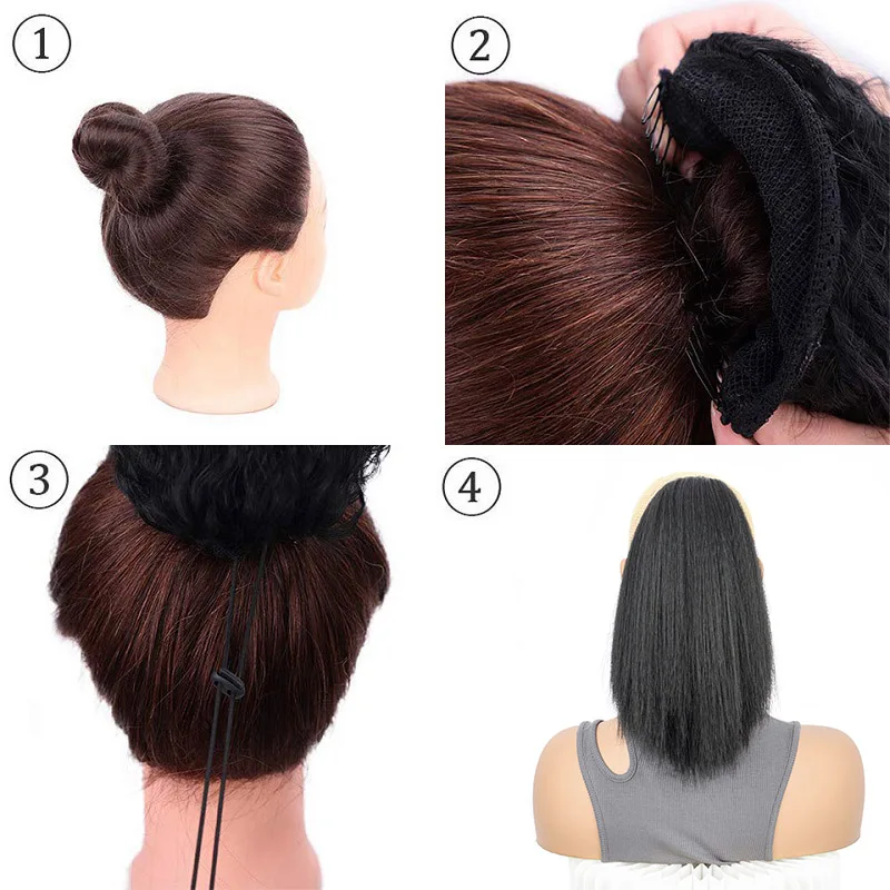 10-дюймовые Синтетические Кудрявые Прямые Волосы Для Наращивания Хвост С