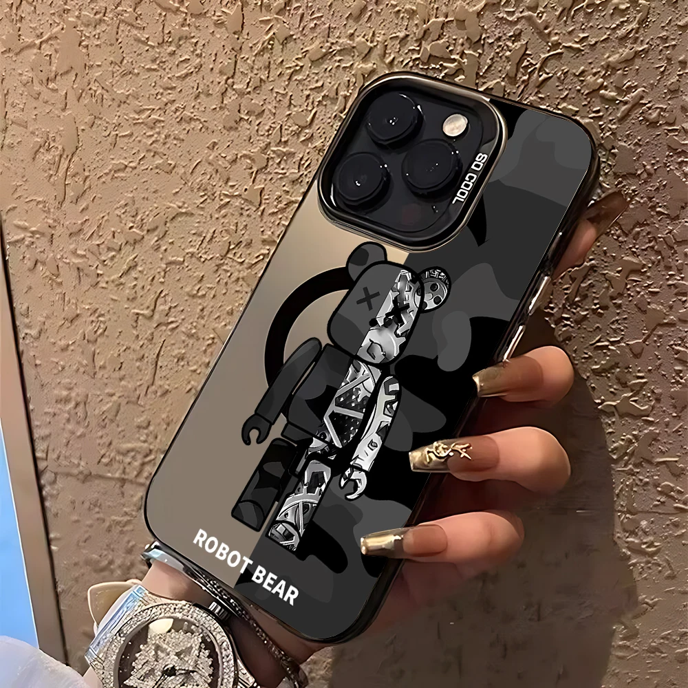 Роскошный брендовый Магнитный чехол Magsafe с роботом для телефона IPhone 11 12 13 14 15 16 Pro