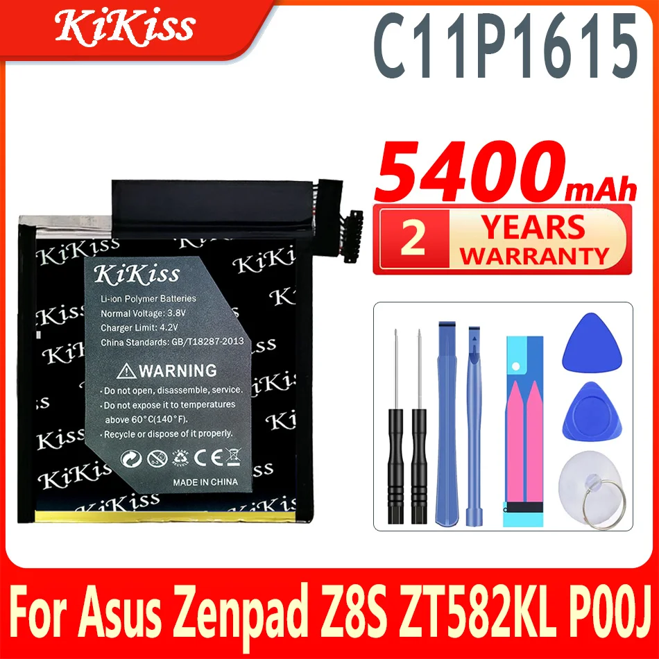 

Аккумулятор KiKiss C11P1615 емкостью 5400 мАч для Asus P00J, Zenpad Z8S, ZT582KL 0B200-02410000, аккумуляторная батарея большой емкости