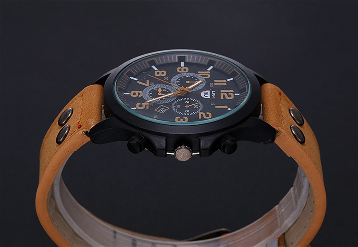 Часы наручные мужские кварцевые аналоговые с кожаным ремешком |