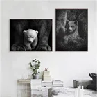 Настенный плакат и печать в скандинавском стиле с изображением белого и черного медведя, современные настенные картины, украшение для гостиной и дома