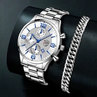 relogio masculino mens zakelijke horloges luxe rvs quartz horloge mannelijke zilveren armband kalender lichtgevende klok