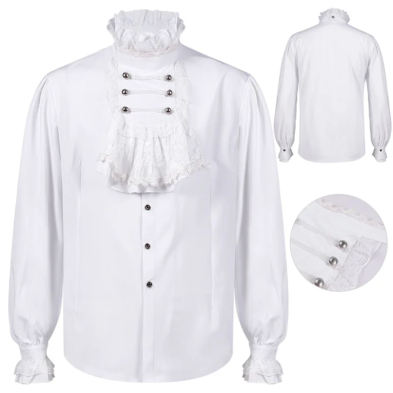 

Euro-American Men's Double-Button Shirt Medieval Clothing Steampunk Victorian Top