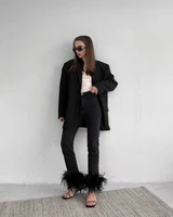 2022 fashion spring summer streetwear stretch feathers flare jeans women stylish high grade elastic small foot nine point jeans