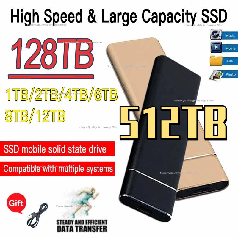 

2023 Hot High-speed External Hard Drive 500GB 1TB 2TB 4TB 8TB USB3.1 SSD 2.5 Inch Portable SSD 16TB Hard Disk for Laptops PS4