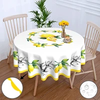round tablecloth water resistant spill proof washable polyester table cloth decorative fabric table cover for dining table party