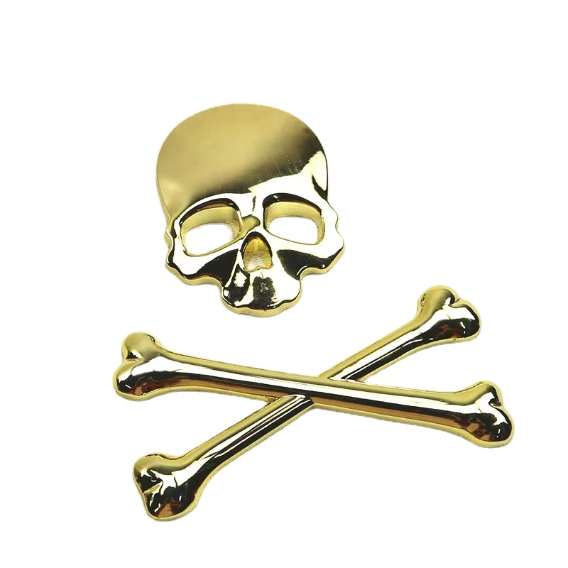 

Золотой металлический логотип Crossbone, логотип, наклейка на бак, стикер для кафе, гонщика, вездехода