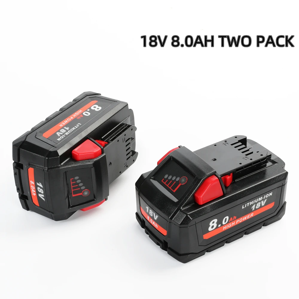 

Two Packs 18V 8000mAh 144Wh Lthiumi-Ion Battery Akku for Milwaukee M18 18V Cordless Power Tools Drills Hammers for 48-11-1880