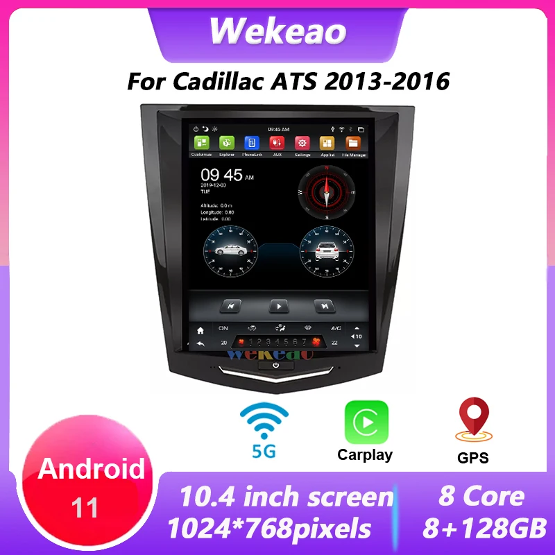

Wekeao Vertical Screen Tesla Style 10.4 Inch 1 Din Android11 Car Dvd Player Navigation GPS Autoradio For Cadillac ATS 2013-2016