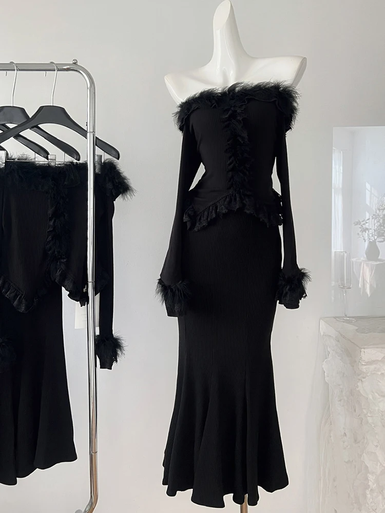 Женский комплект Y2k Coquette Dark Academia 2000-х годов Shoujo Girl Outfits из 2 предметов топы с