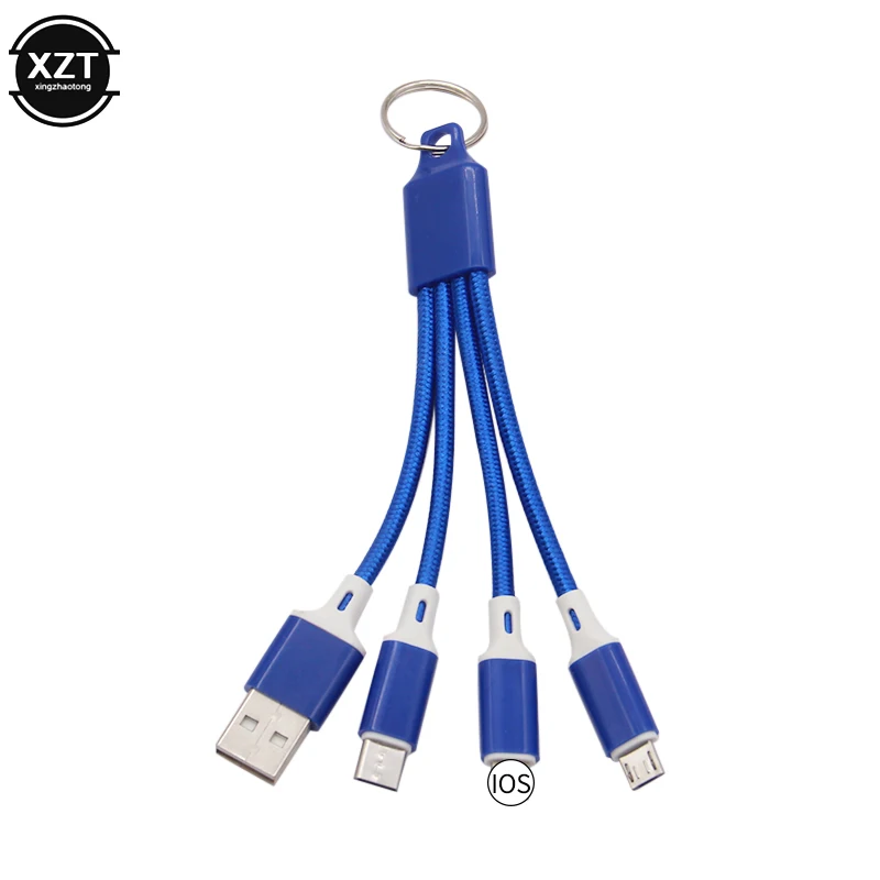 Брелок 3 в 1 USB Type C кабель для iPhone 13 12 11 XS X XR зарядного устройства 2 Micro шнур Xiaomi Redmi -
