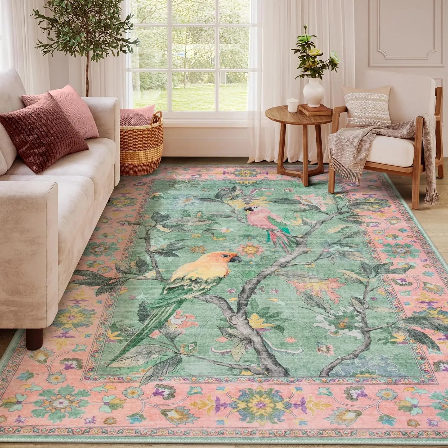

Plush Floral Print Rug for Living Room