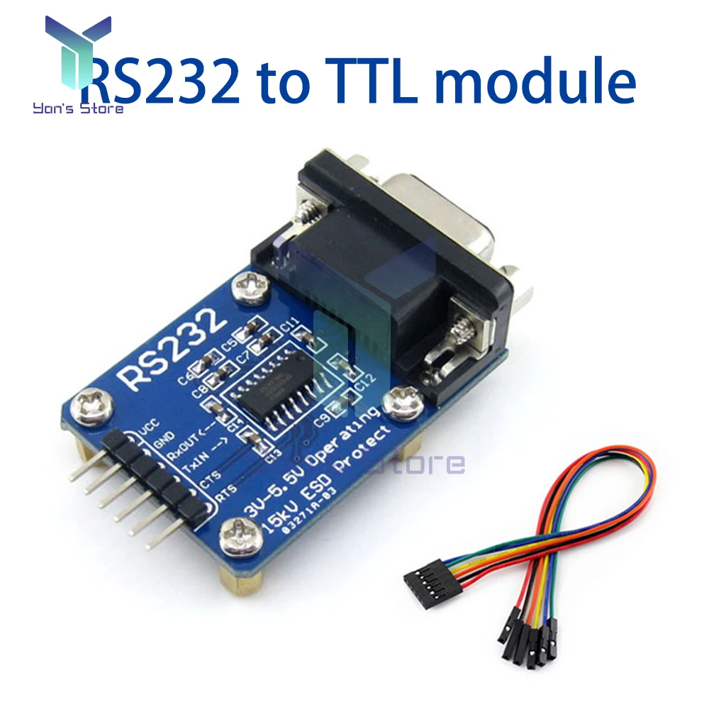 Последовательный Штекерный гнездовой преобразователь RS232 в TTL/UARTSerial, модуль преобразователя SP3232, щеточный кабель с 6-контактным кабелем DuPont, Набор для творчества