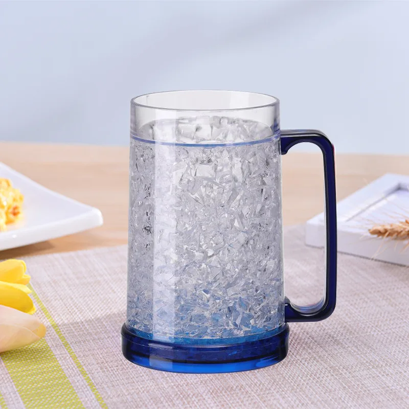 Frozen Beer Mug Multi-purpose Drinks Double Wall Cups with Handle Milk Coffee Juice Water Cup Drinkware for Home Party Bar