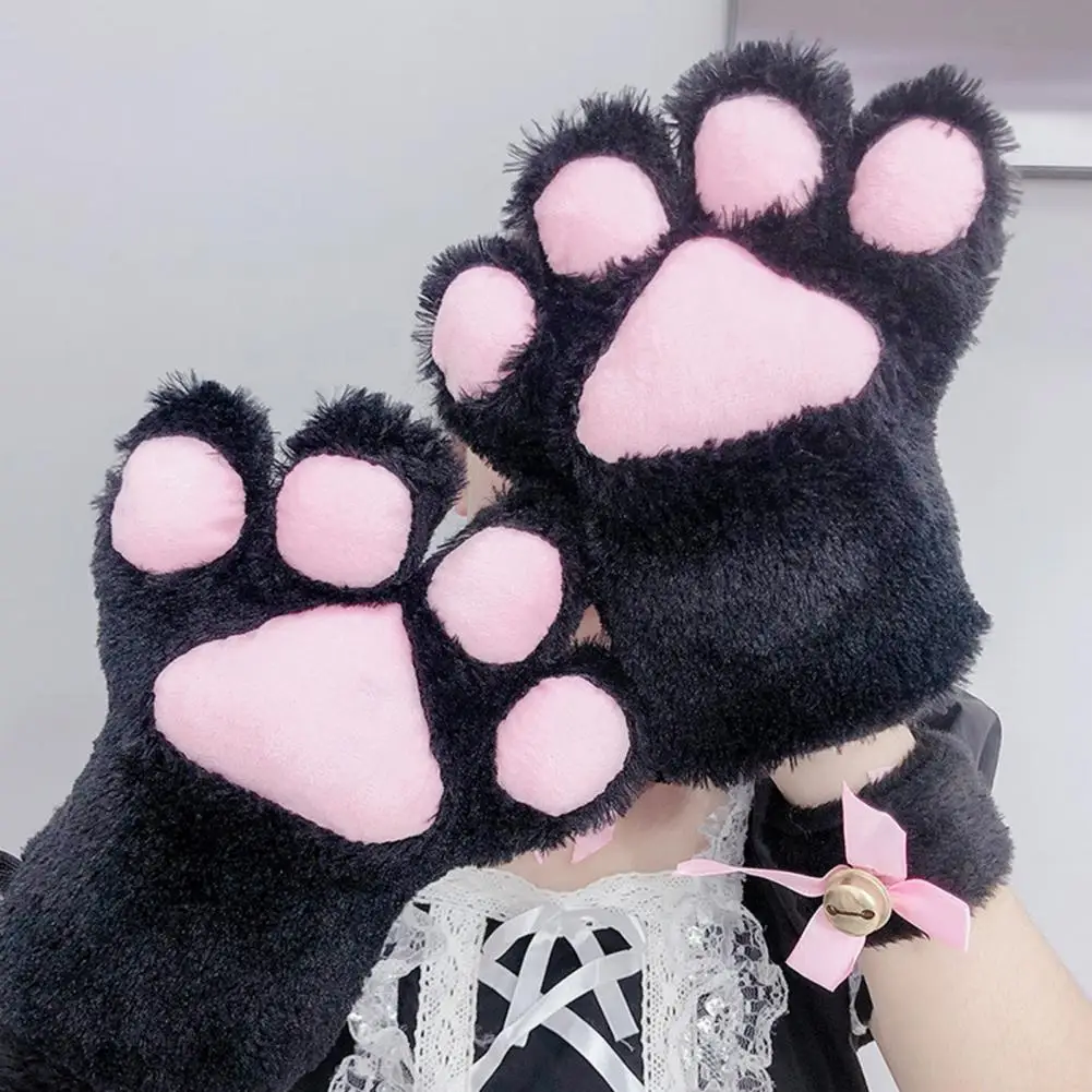 

Winter Mittens Washable Plush Gloves PV Fleece Hands Protection Useful Ladies Outdoor Animal Paw Gloves