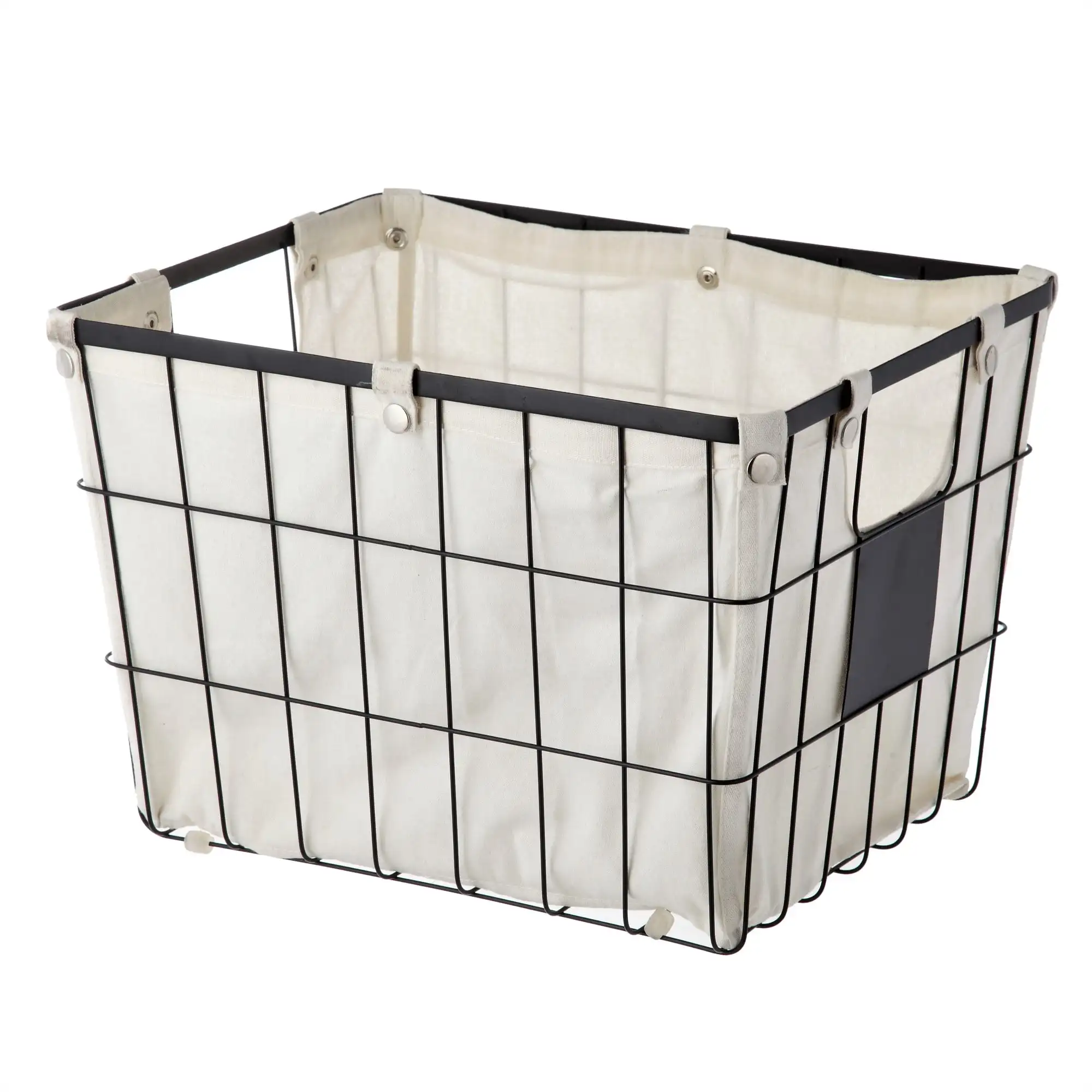 

The Nice Homes Gardens Medium Black Wire Basket Set With Chalkboard Labels & Liner