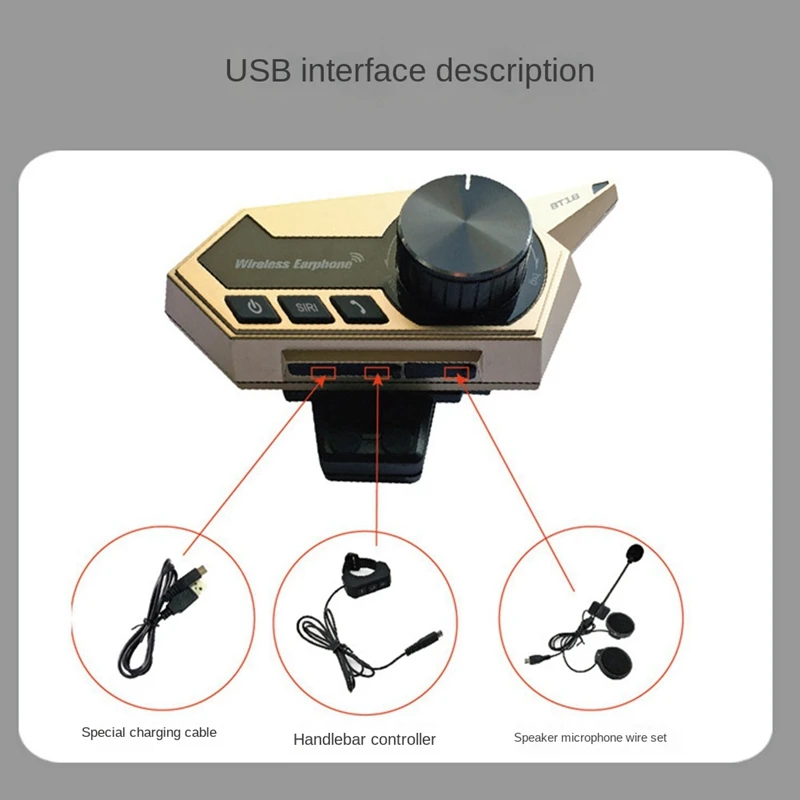 

BT18 BT5.0 Chip Motorcycle Wireless Call Intercom Headset Gold