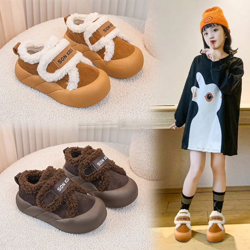 Новинка 2024 года детская хлопковая обувь зимняя теплая детские модные ботинки