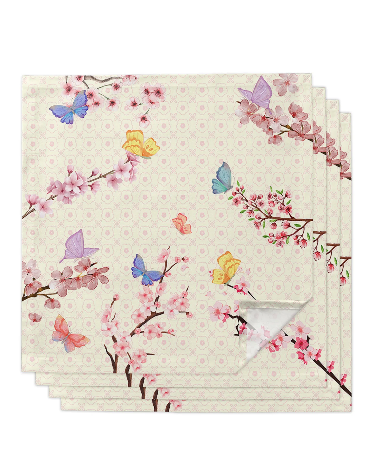 

4pcs Butterfly Cherry Blossom Plum Square 50cm Table Napkin Party Wedding Decoration Table Cloth Kitchen Dinner Serving Napkins