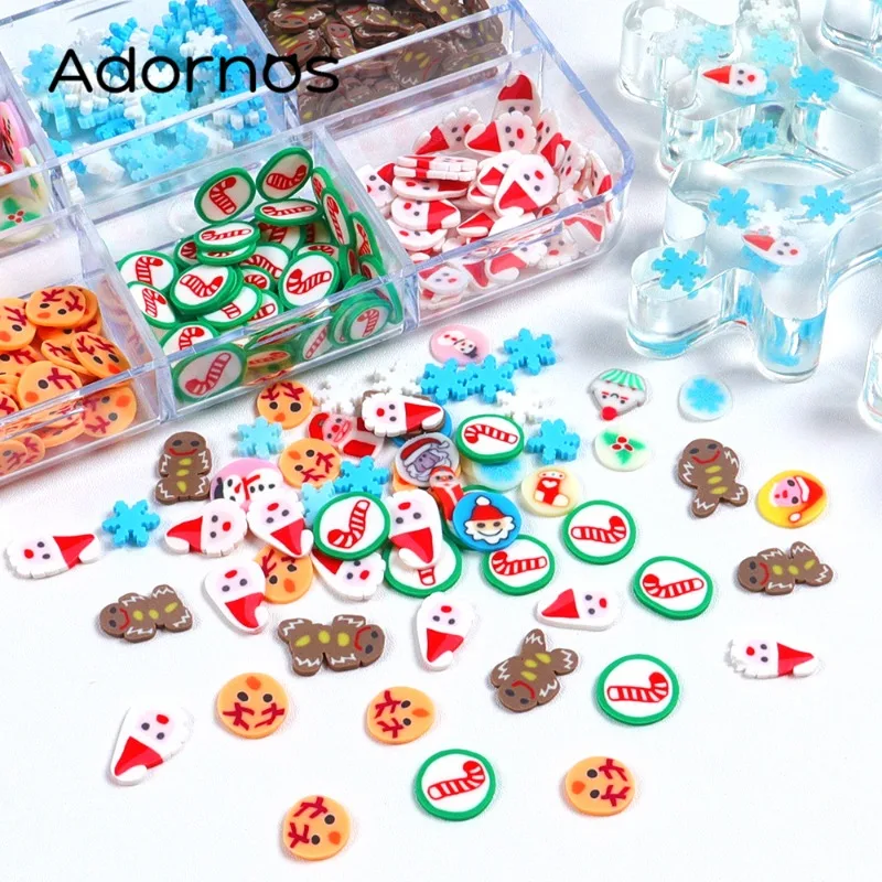 

Christmas Day Soft Clay Slices For Epoxy Resin Mold Fillings Santa Claus Snowflakes Polymer Flakes DIY Xmas Resin Shaker Fillers