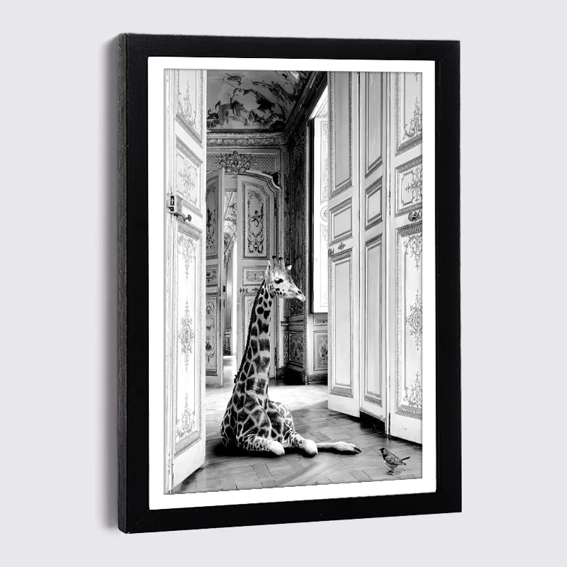 

Photo Frame 9x13 13x18cm with Luxury Poster Giraffe Lion Canvas Painting Inculd Wood Frame Nordic Black White Picture Frame Wall