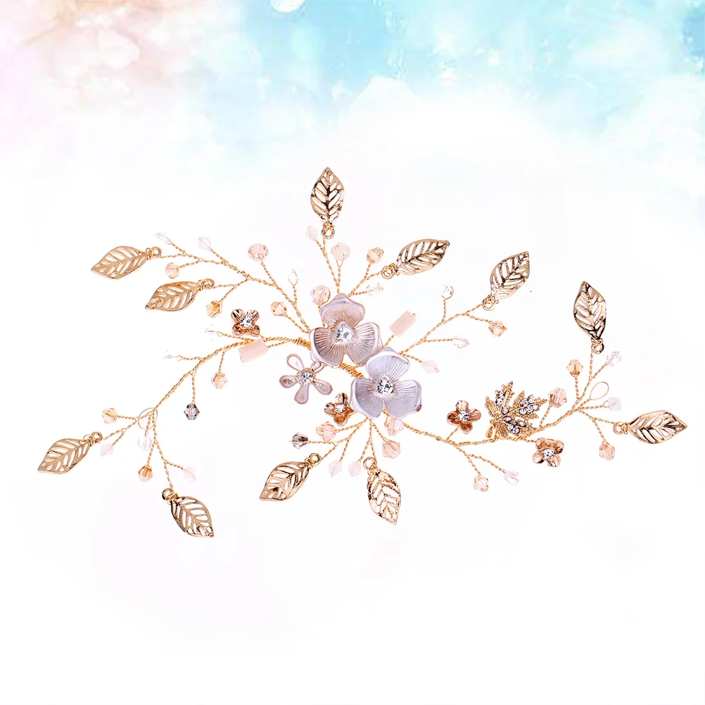 

Золотистые листья из сплава цветок Стразы искусственные зажимы нежная Цветочная заколка для укладки свадебный головной убор