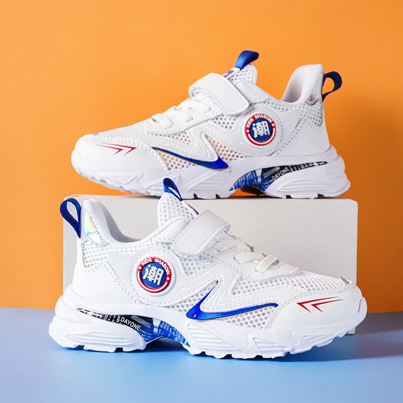 

Детская спортивная обувь, новинка весны 2022 для мальчиков, дышащие сетчатые повседневные кроссовки, Детские легкие кроссовки для бега, тенни...