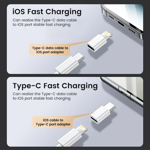 Адаптер Olaf USB Type C к Lightning для iOS, конвертер «папа» на USB C «мама» для iPhone 14 13, ПК, Macbook, адаптер для быстрой зарядки