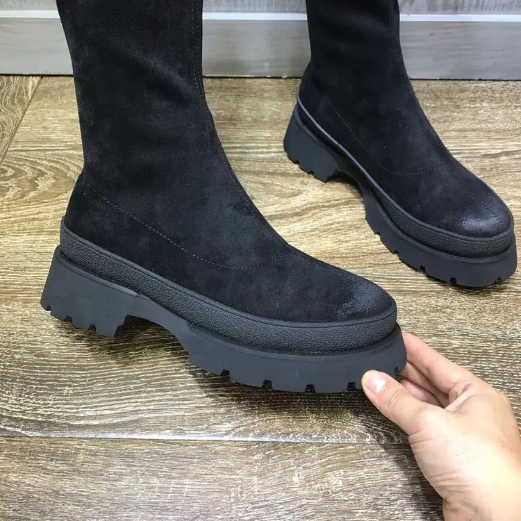 Женские ботинки новинка осень-зима 2022 на платформе с тонким рукавом эластичные