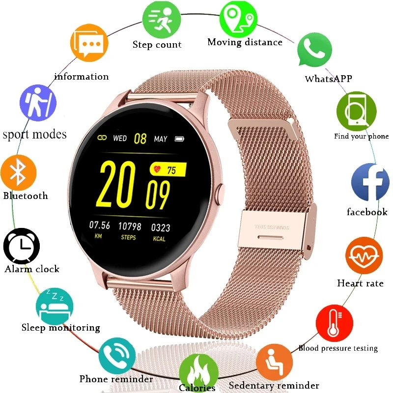2021 Smart Watch Women Men Heart Rate Blood Pressure Information Remind Sport Multifunctional Waterproof Women Smartwatch+Box