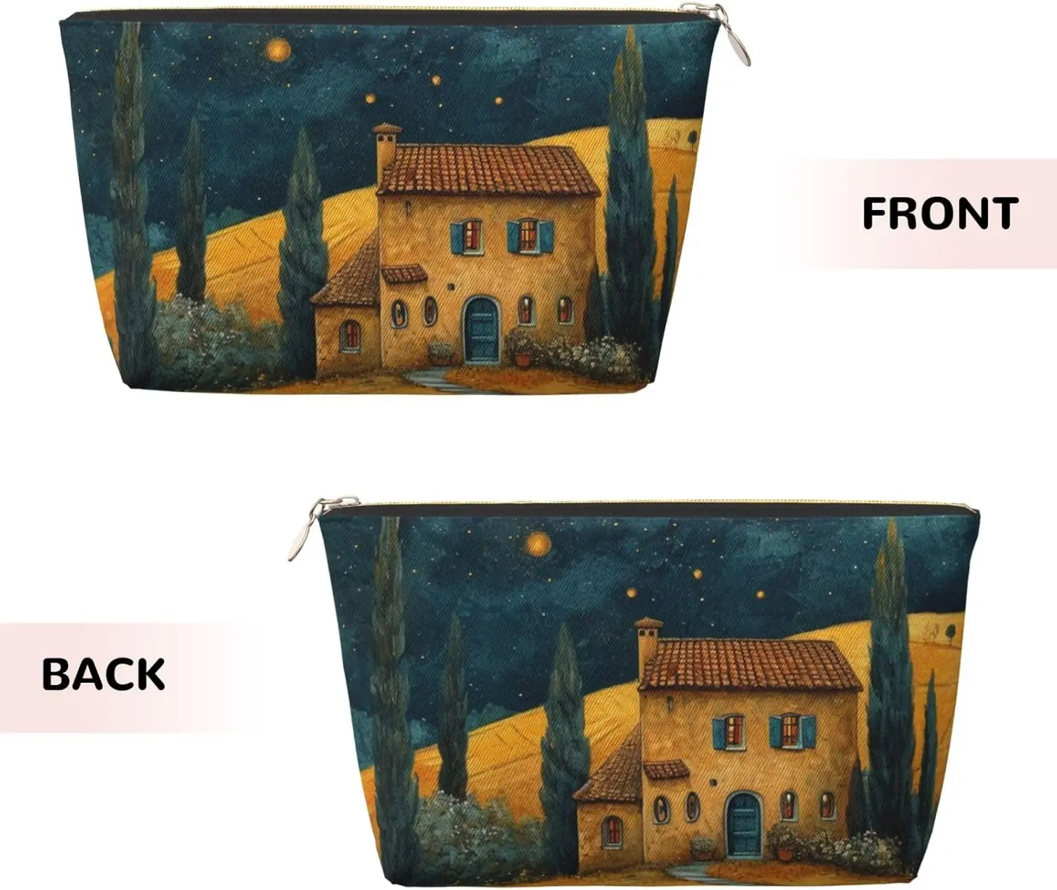 Косметичка полевой фермерский дом живопись луна косметичка дорожный органайзер