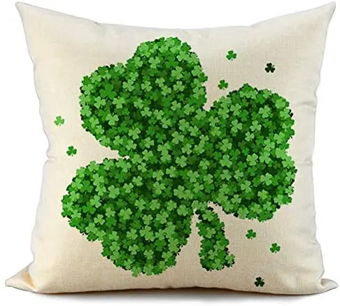 

St Patricks Day Pillow Cover Green Clover Farmhouse Happy St Patricks Day Decorations Lucky Decorative Cushion Cover