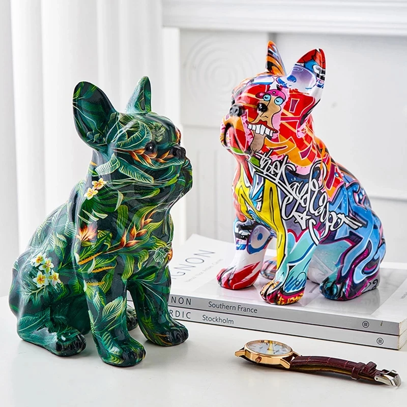 

Painted Colorfu Bulldog Sculpture Ornaments Desk Decoration Wine Cabinet Office Decor Nodic Home Decor Decorative Figurines