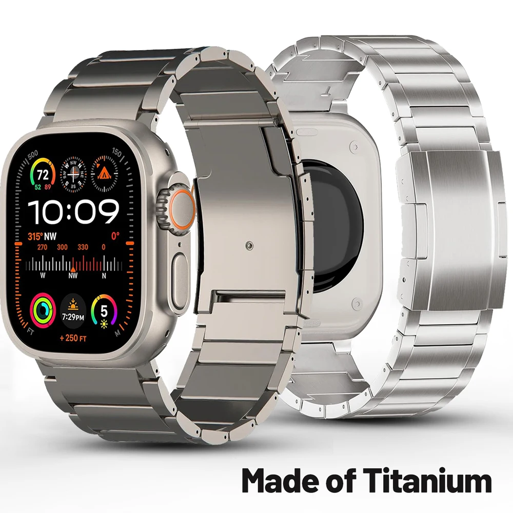 

Titanium Metal Strap For Apple Watch 9 8 7 SE 6 5 4 3 Ultra 2 49mm Band For iWatch Series Ultra 45mm 41mm 40mm 38mm 42mm 44mm