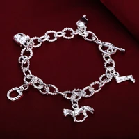 vintage horseshoe bracelets 925 silver simple chain jewelry bracelets for women luxury trend charm wedding christmas gift