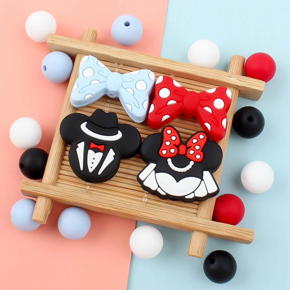 40 шт./набор силиконовые бусины в форме мыши