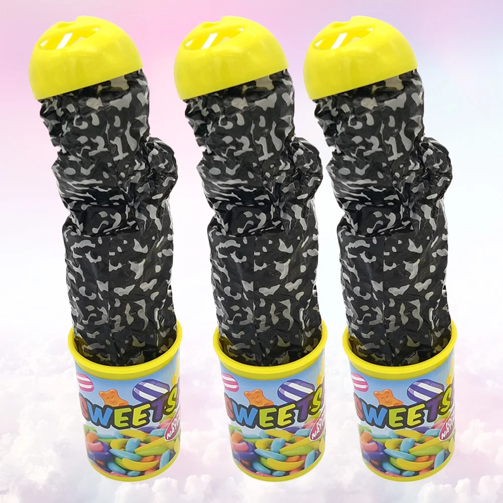 

Snake Cans Jump Spring Snake Jokes in A Can Gag Candy Can Snake Trick for Carnival Party Supplies 3pcs