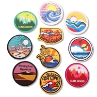 sea wave stickers patch thermocollant iron on patches for clothing embroidery sewing sunrise badge apparel accessories applique