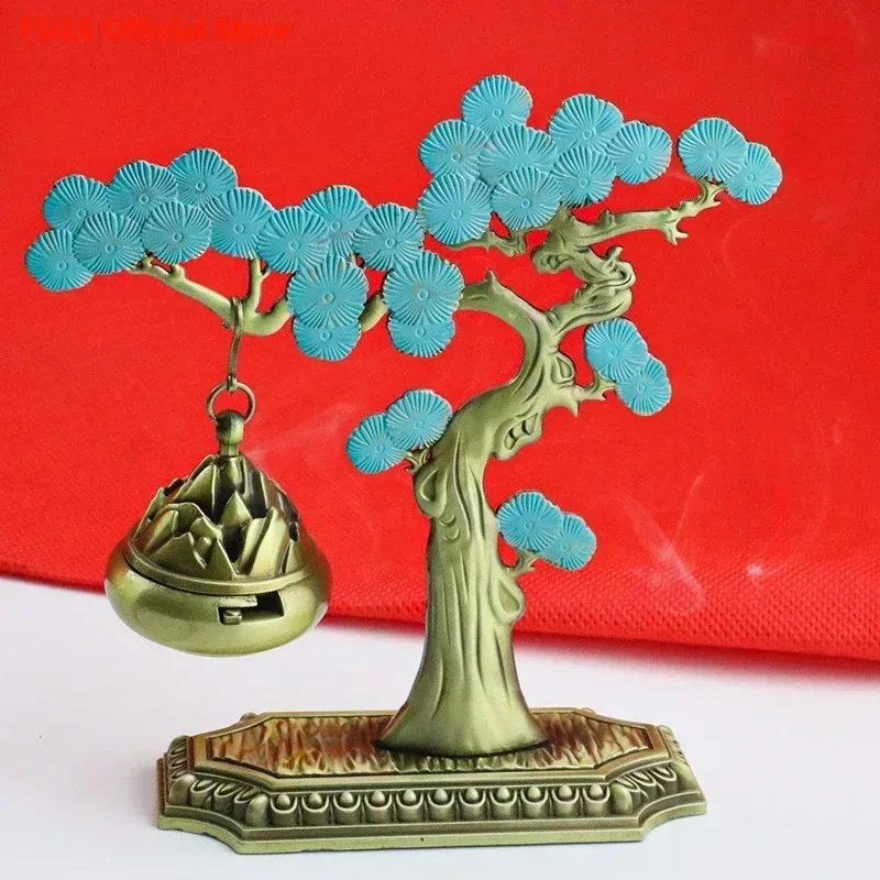 

FSILE Welcome Pine Incense Stove Chinese Fragrance Decoration Sandalwood Hanging Stove Pine Tree Incense Stove Pendant