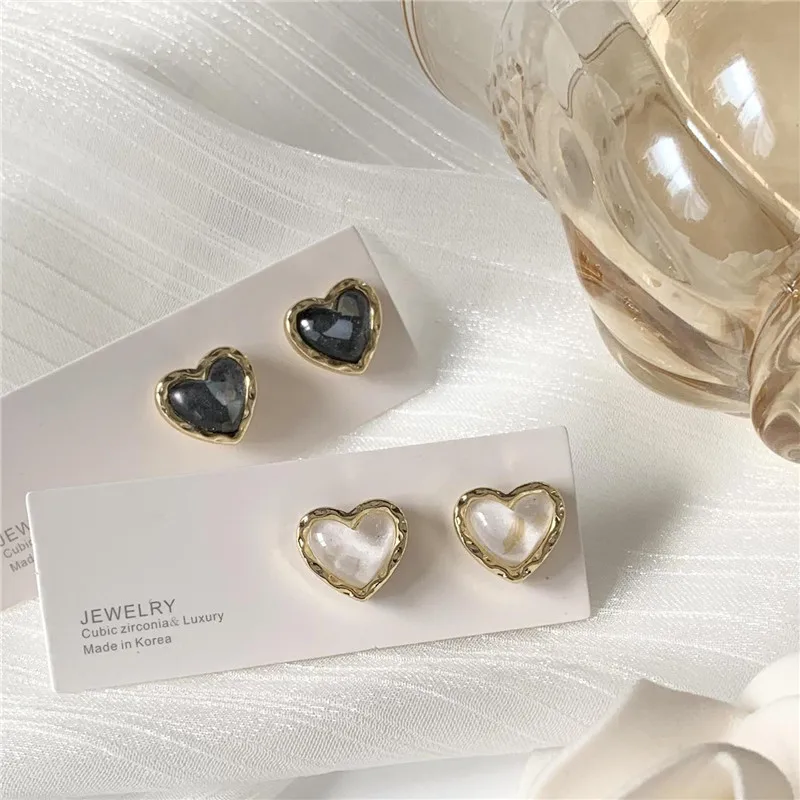 

Beautiful Black Hearts Funny Clip Earrings Girls Love Korean Earrings 2020