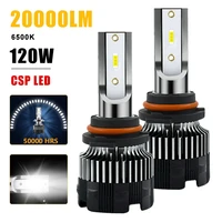 2 pcs h4 h7 led car headlight 20000lm csp chip led h1 h11 9005 9006 120w 6500k ptf spot light bulb kit turbo fog light 12 24v