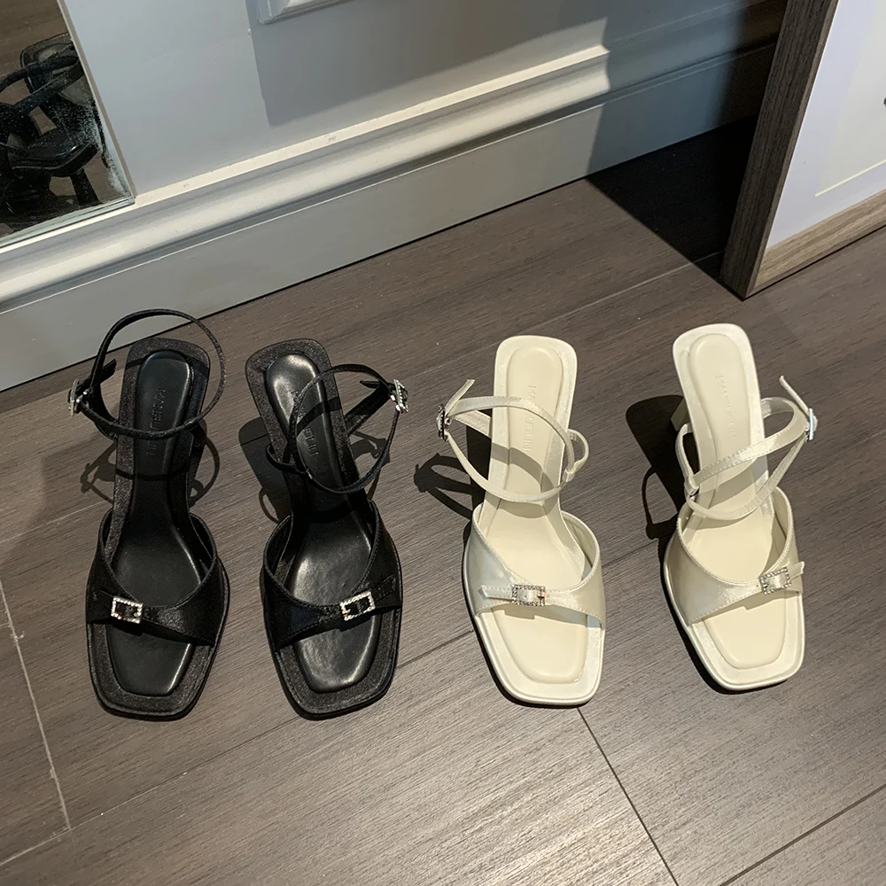 

Fashion Women Sandals Open Toe Belt Buckle Thin High Heels Summer Dress Shoes Party Pumps Size 35-39 Ladies Nightclub Sandals