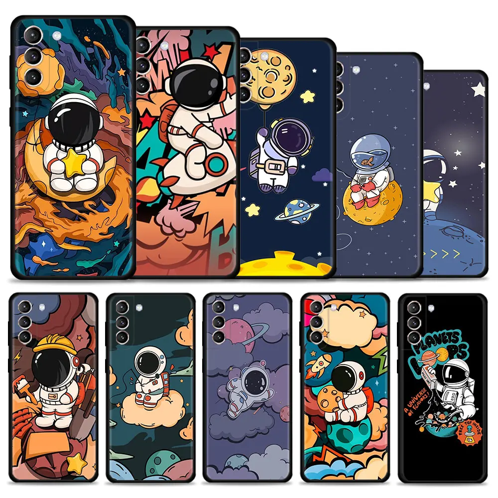 

Planet Universe Astronautas Phone Case For Samsung Galaxy S21 S20 FE S22 Ultra S10 S9 S8 Plus S10e Note 20 Ultra 10 Plus Cover