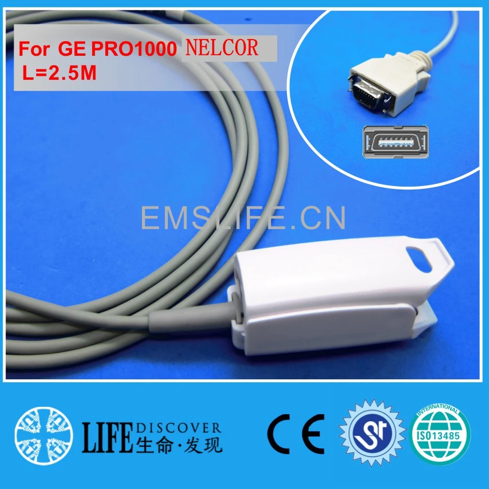 Длинный кабель AWT для взрослых зажим пальца датчик spo2 монитора пациента GE PRO1000 NELCOR