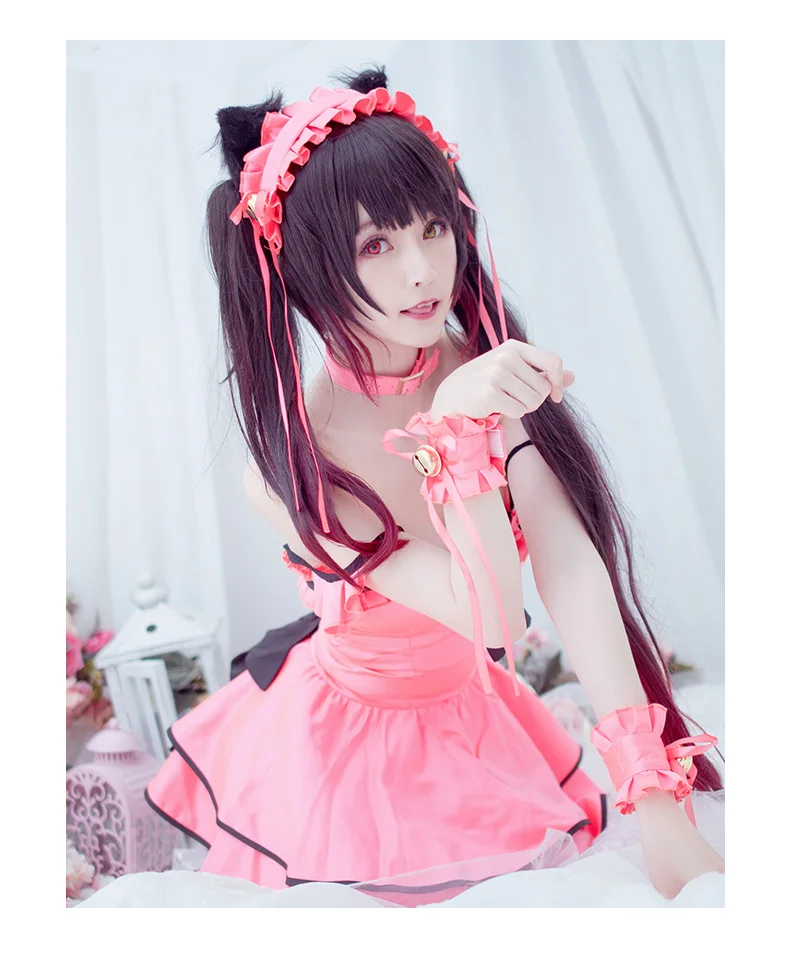 Косплей кошмар токисаки Куруми длинный черно-красный хвост асимметричная из