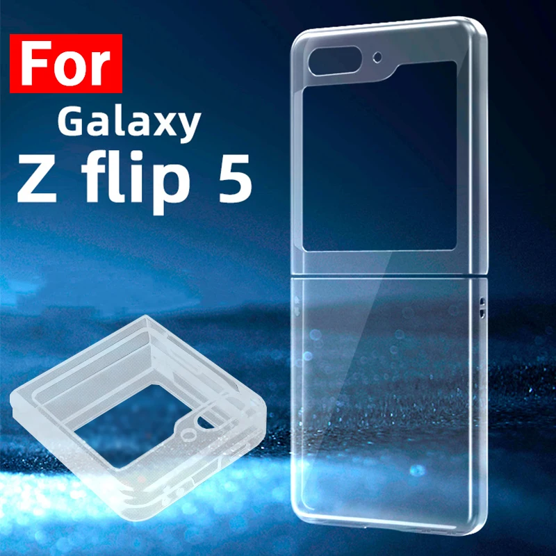 

For Samsung Galaxy Z Flip 5 Transparent Case Hard PC Protective Case Shock-resistant Bumper Shell Folding Cover for ZFlip5 5G