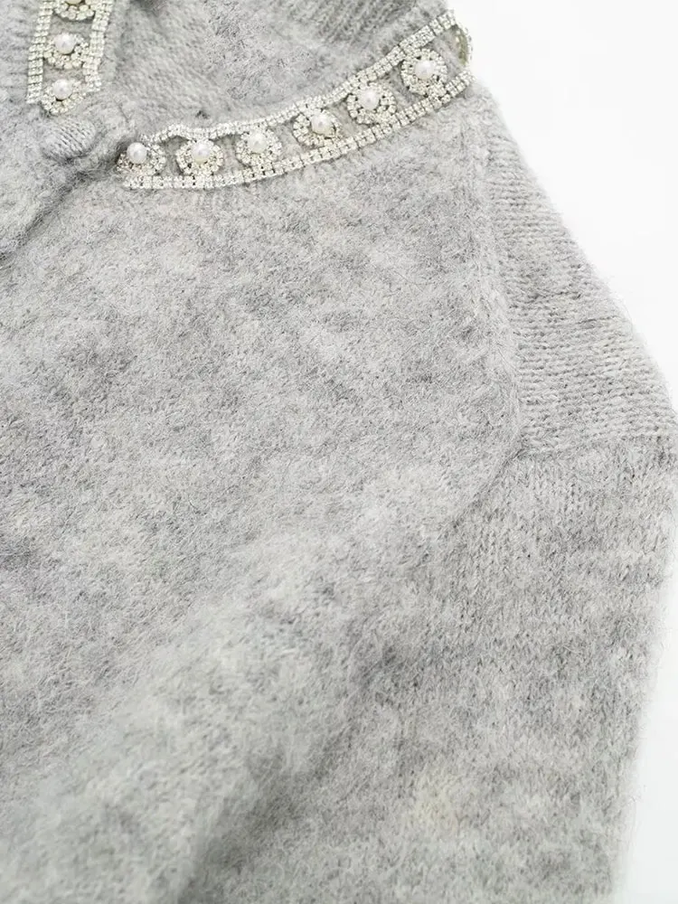 Женский кардиган на пуговицах с круглым вырезом и коротким рукавом