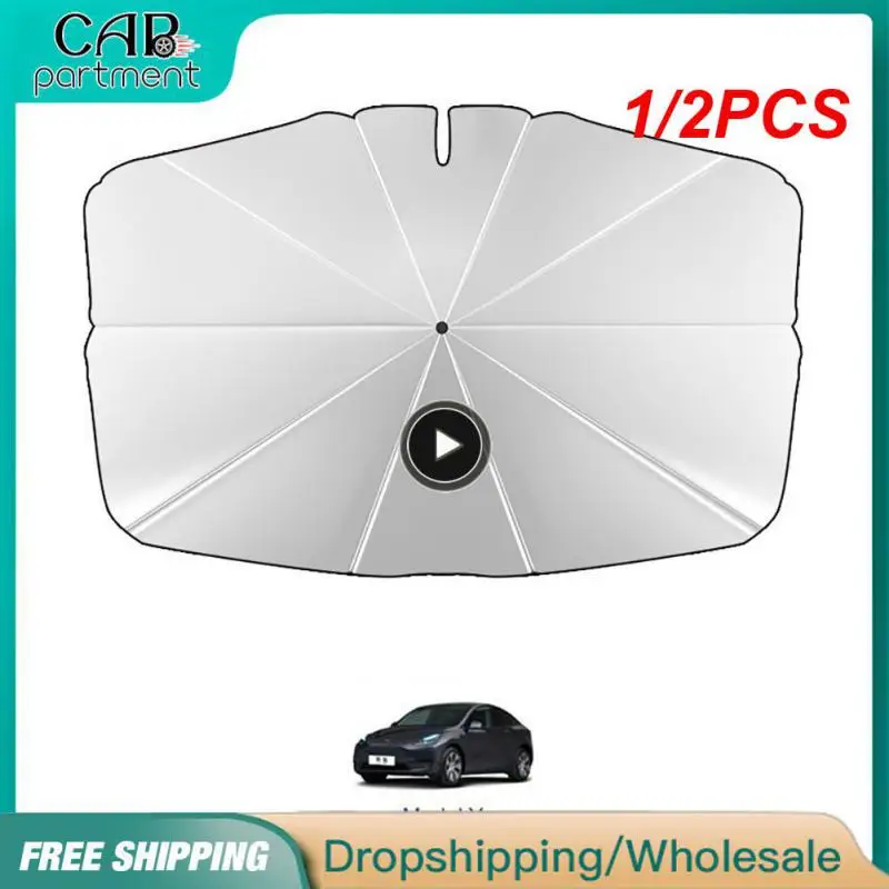 

1/2PCS Auto Windshield Sun Shade Blocks UV Rays Protector Foldable Sunshade For Tesla Model 3/Y/X/S 2017-2022 Car Accessories